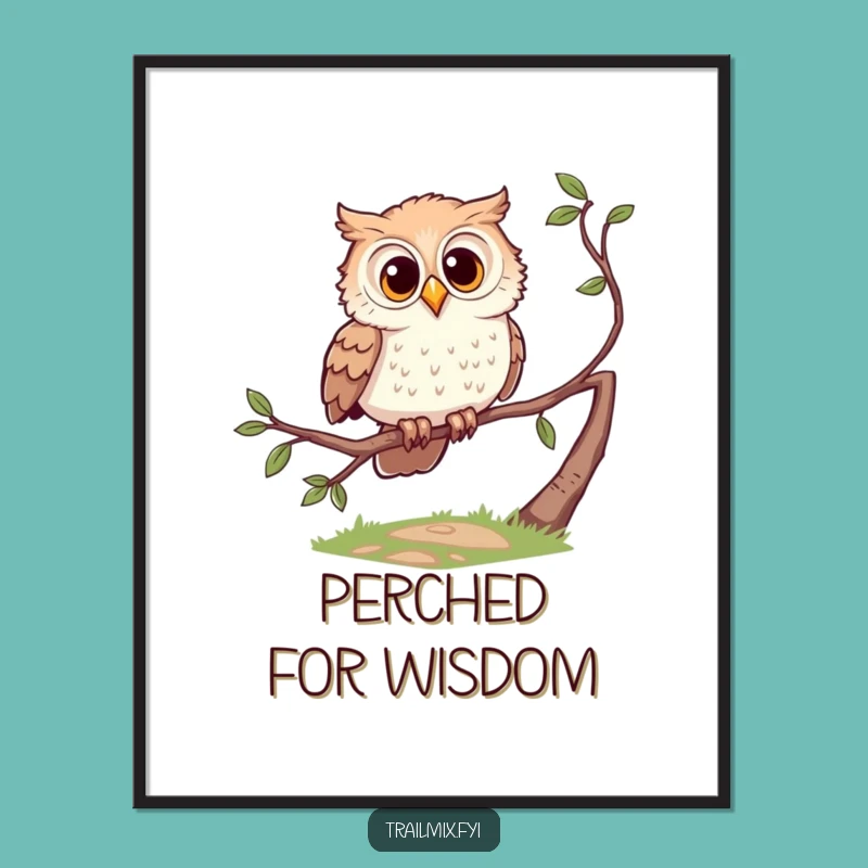 Funny Owl Perched Digital Art - Curious Character Wall Decor Gift
