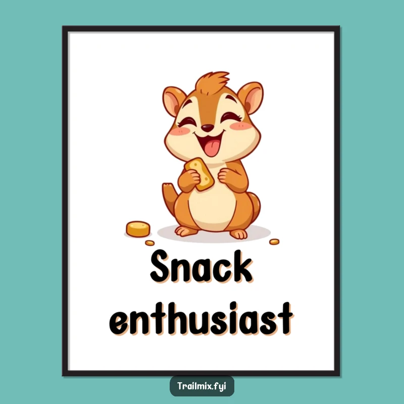 Funny Chipmunk Munching Digital Art - Joyful Character Wall Decor Gift