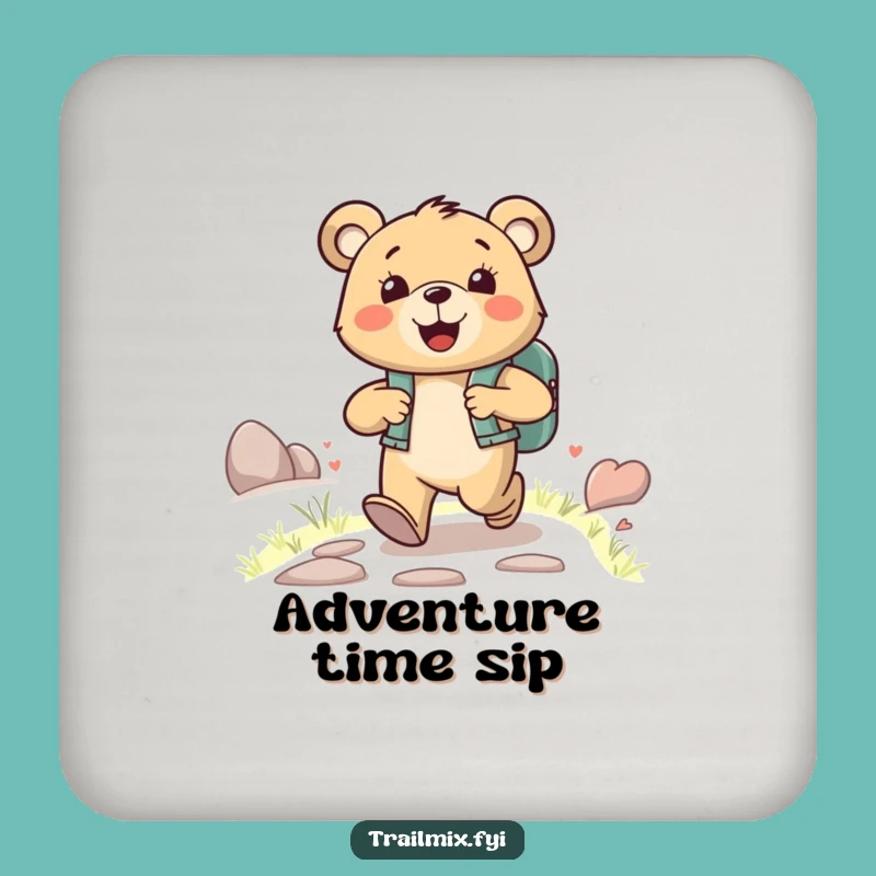 Funny Happy Bear Coaster - Protect Surfaces with Adventure Art