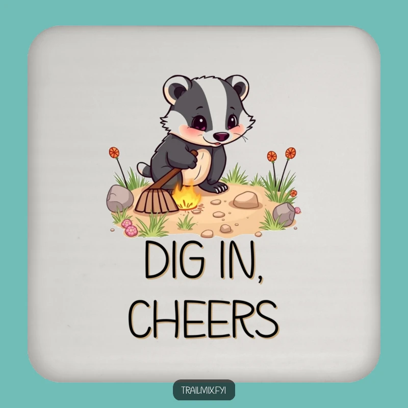 Funny Badger Digging Coasters: Hilarious Set for Enthusiastic Diggers!