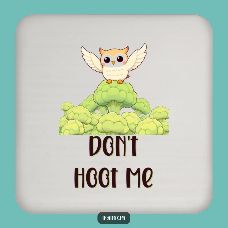 Funny Owl Broccoli Forest Coaster: Protect Surfaces with a Smile!