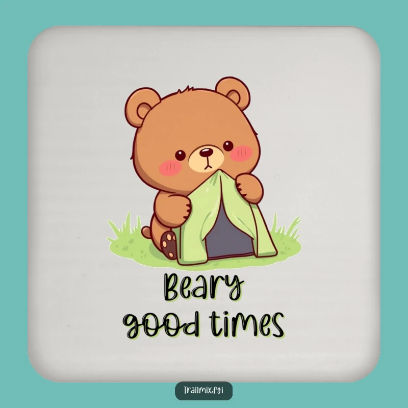 Funny Bear Camping Tent Coaster - Outdoor Protection, Hilarious Gift