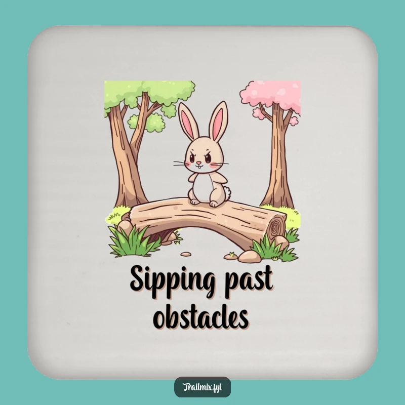 Funny Brave Rabbit Coaster: Protect Surfaces with Courage, Perfect Funny Gift