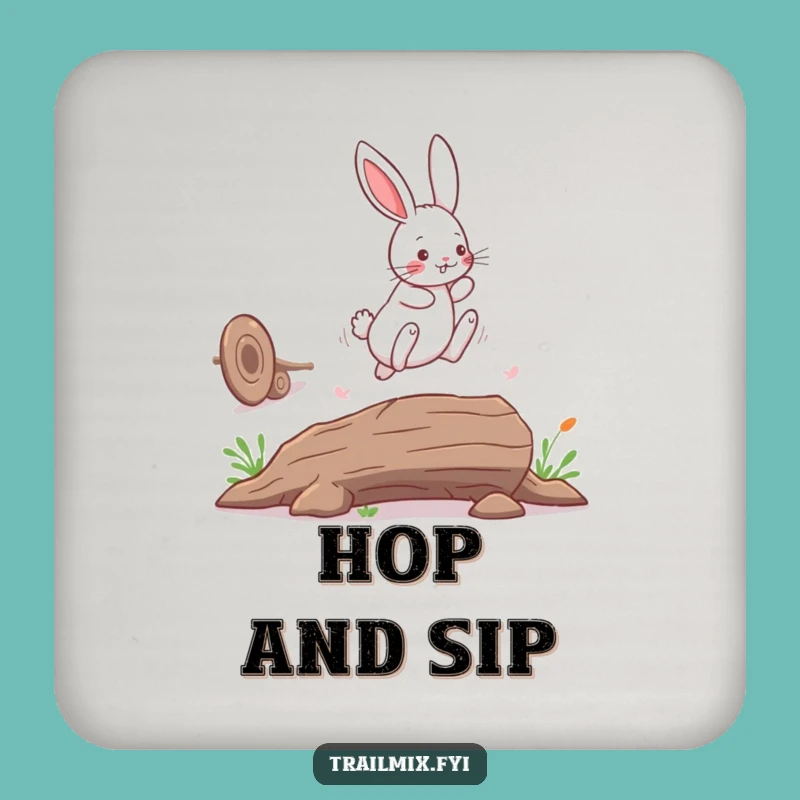 Funny Bunny Rabbit Coaster Set: Playful Leap Protection Gift