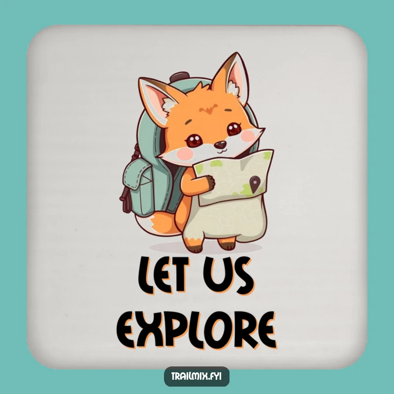 Funny Fox Map Backpack Coaster - Adventurous Table Protection, Hilarious Gift