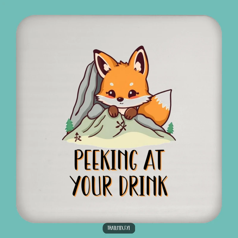 Funny Fox Mountain Peek Coaster Set - Hilarious Protection for Surfaces Gift