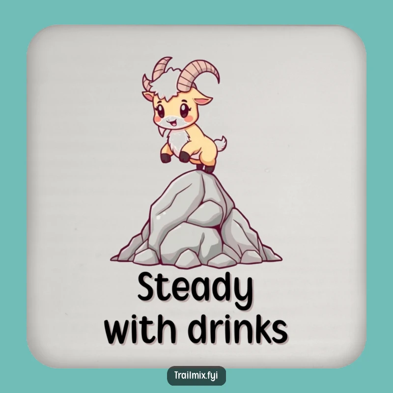 Funny Mountain Goat Drink Coaster: Protect Surfaces with Bold Climber Art, Hilarious Rock Coaster