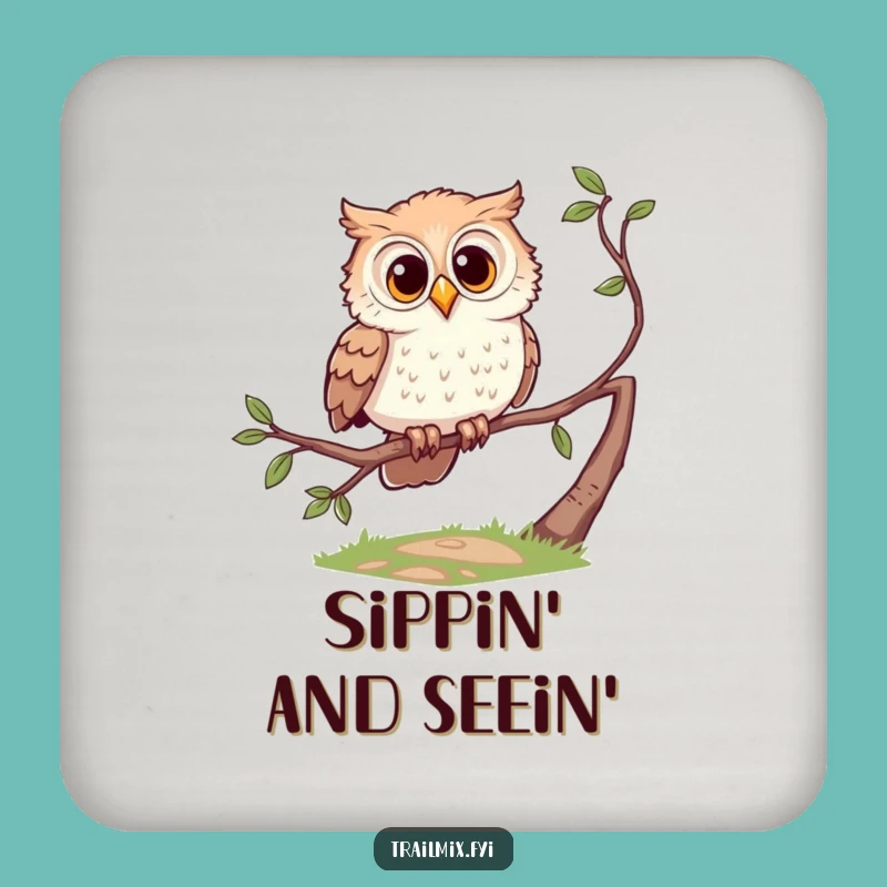 Funny Owl Coaster Set - Curious Character Drink Protection Gift