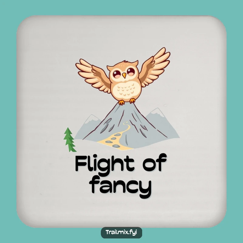Funny Owl Soaring Drink Coaster - Mountain Decor & Joyful Protection