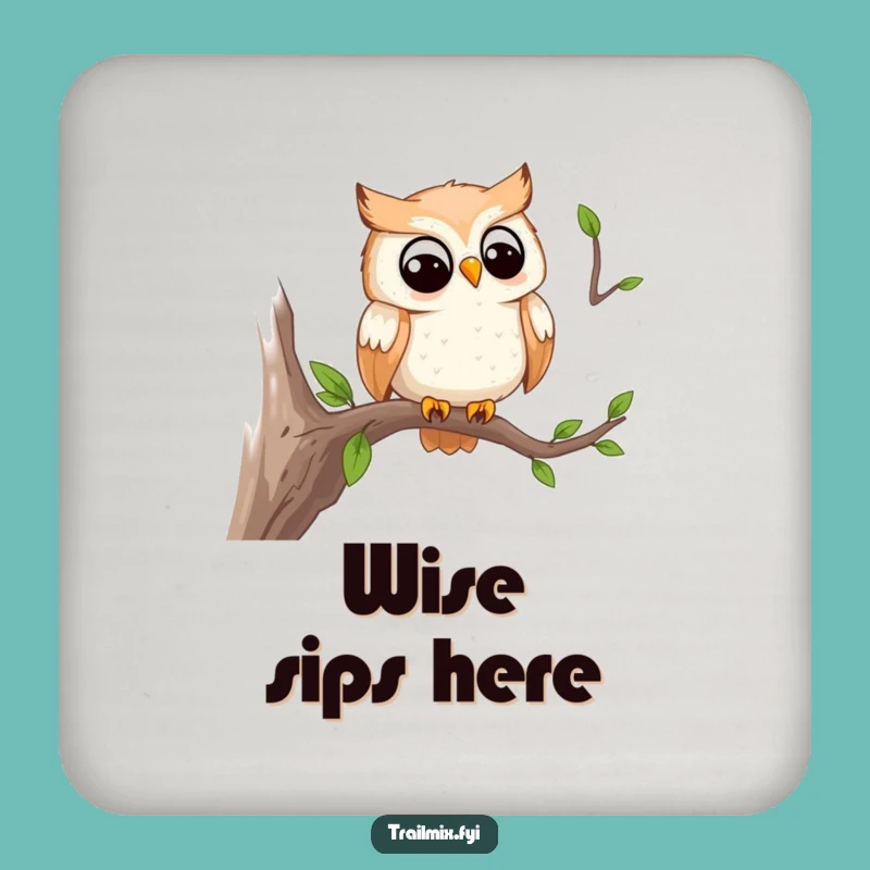 Funny Owl Trail Watcher Coasters: Protect Surfaces with Wisdom