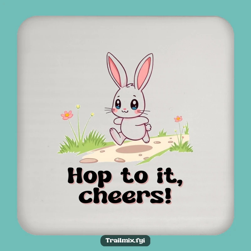 Funny Bunny Trail Hop Coaster Set - Playful Protection for Surfaces Gift