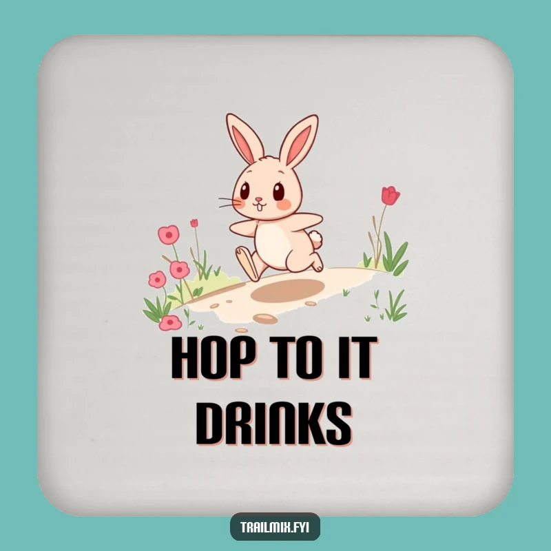 Funny Rabbit Trail Coaster Set: Energetic Hopper's Drink Protection, Fun Gift