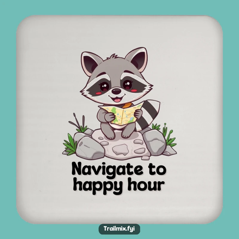 Funny Raccoon Map Coaster Set - Hilarious Protection for Surfaces