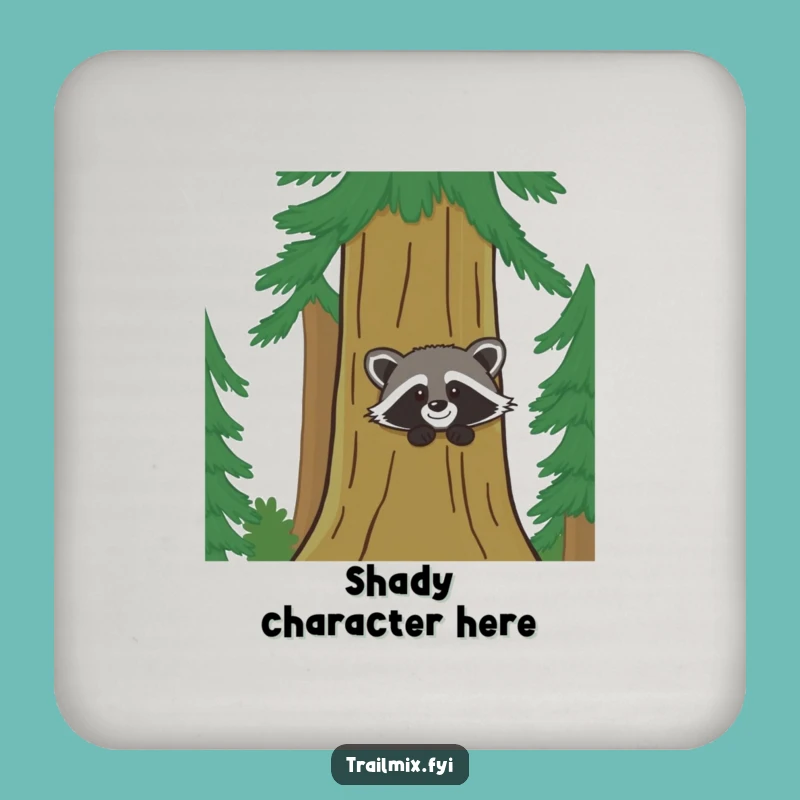 Funny Giggling Raccoon Coaster: Protect Surfaces with Woodland Humor