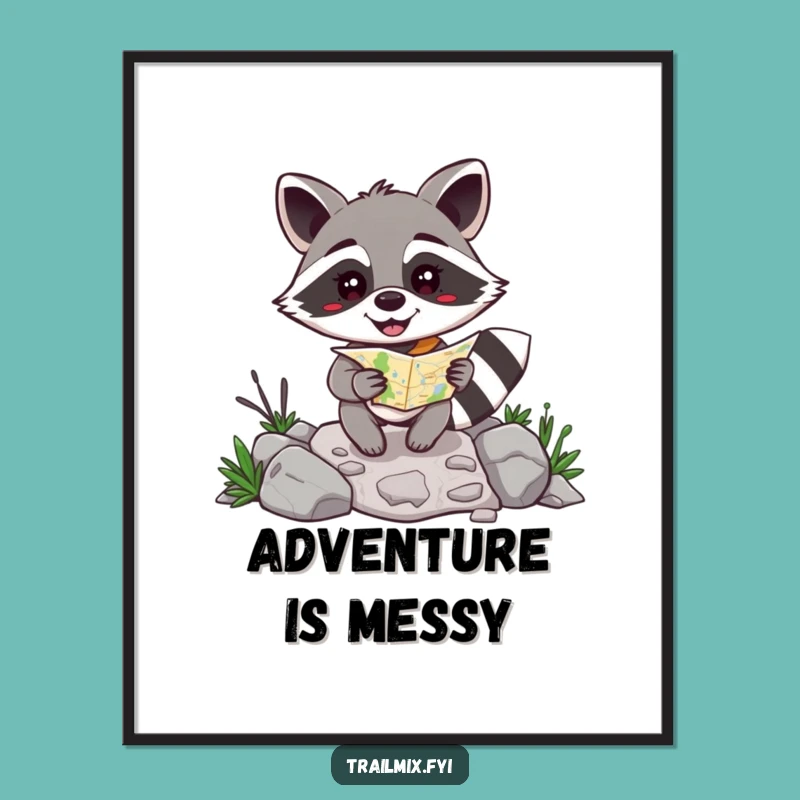 Funny Raccoon Map Navigator Poster - Hilarious Wall Art for Explorers