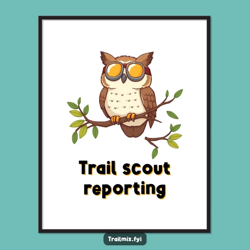 Funny Brave Owl Goggles Art Print - Adventurous Character Decor