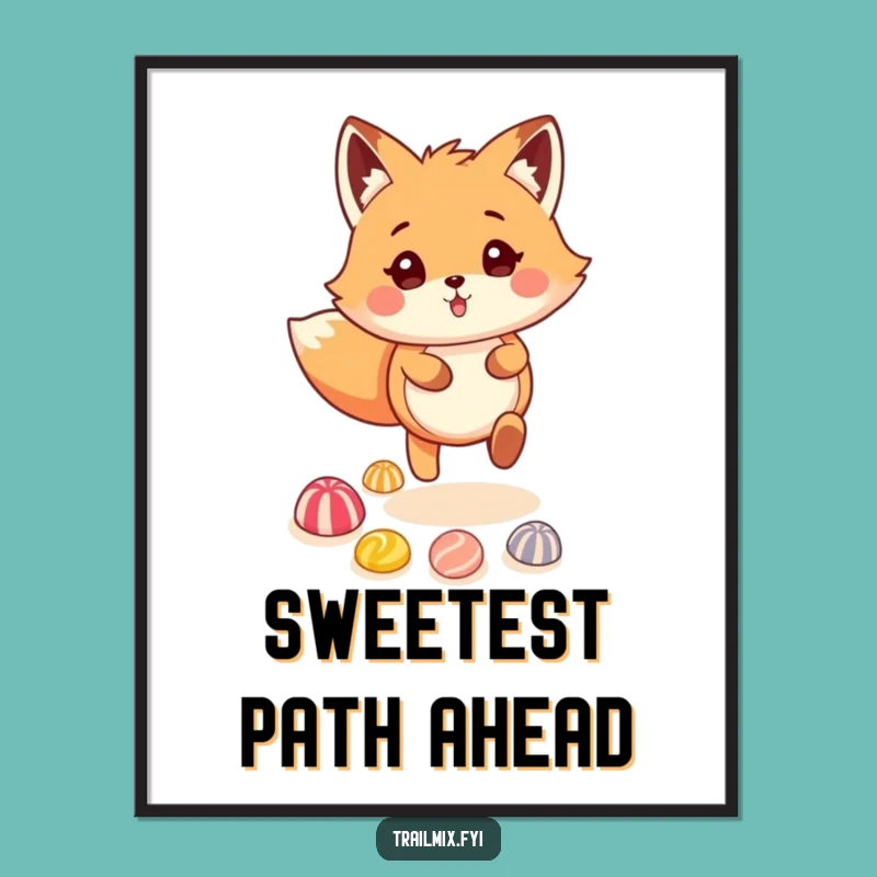 Funny Fox Candy Trail Poster: Add a Sprinkle of Joy to Your Walls!