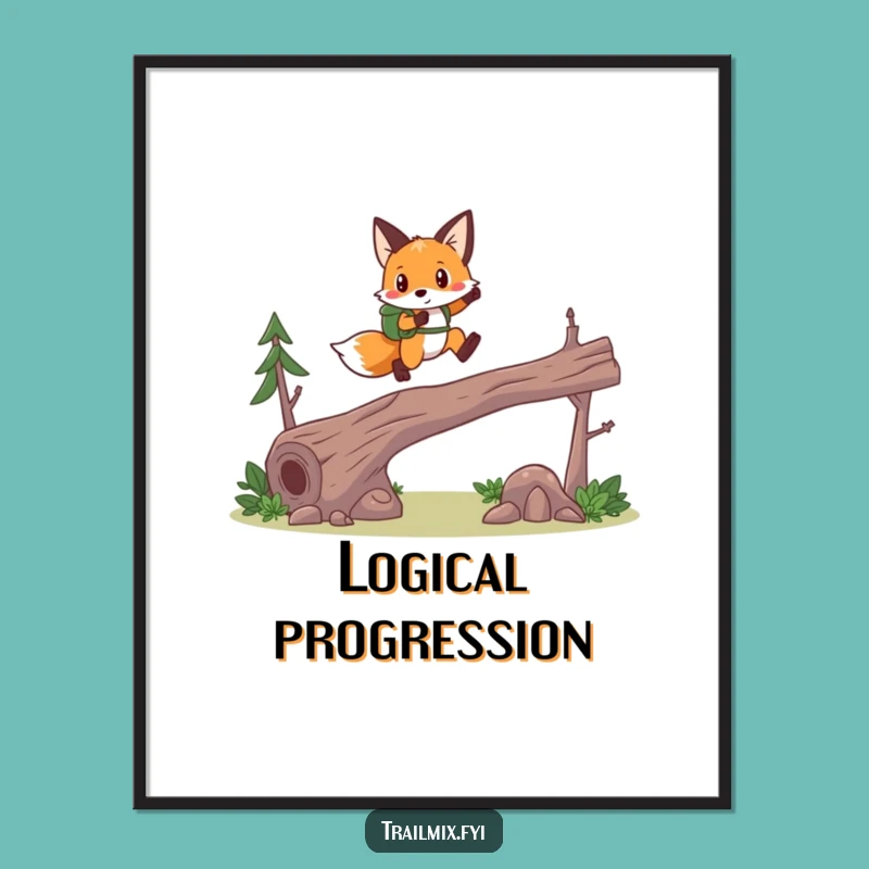 Funny Fox Hiker Poster - Brave Leaps for Adventurous Wall Decor