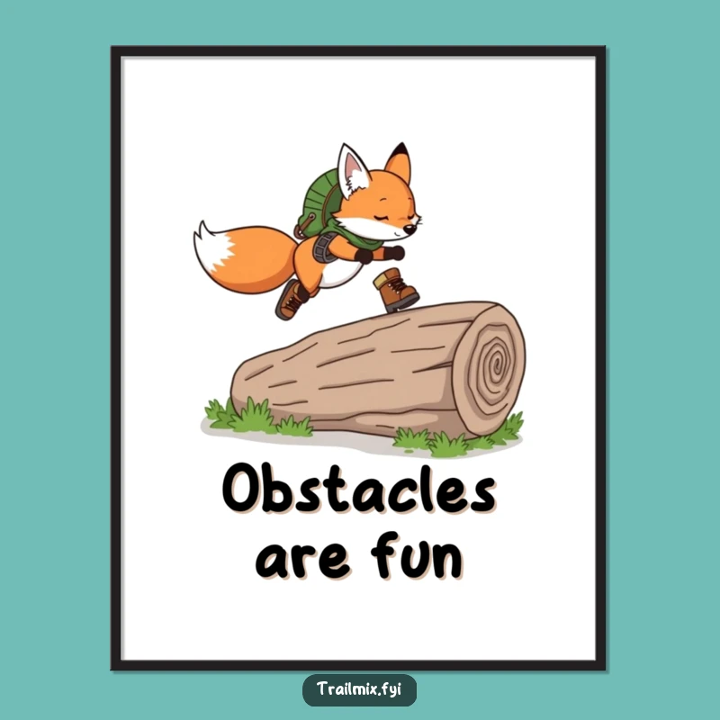 Funny Fox Hiking Boots Poster: Playful Wall Art, Whimsical Funny Gift