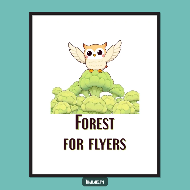 Funny Owl Broccoli Forest Poster: Vibrant Wall Art for a Laugh!