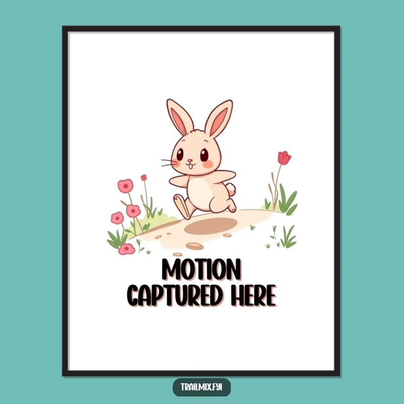 Funny Rabbit Trail Poster: Energetic Hopper's Joyful Wall Art, Gift Decor