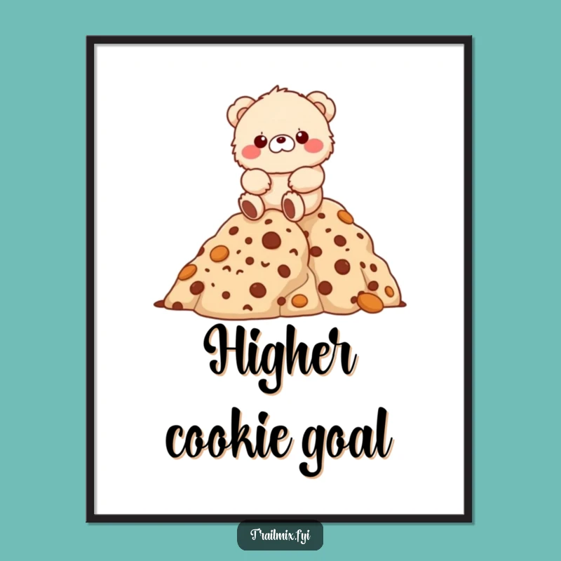 Funny Bear's Cookie Mountain Poster - Joyful & Hilarious Wall Art Gift