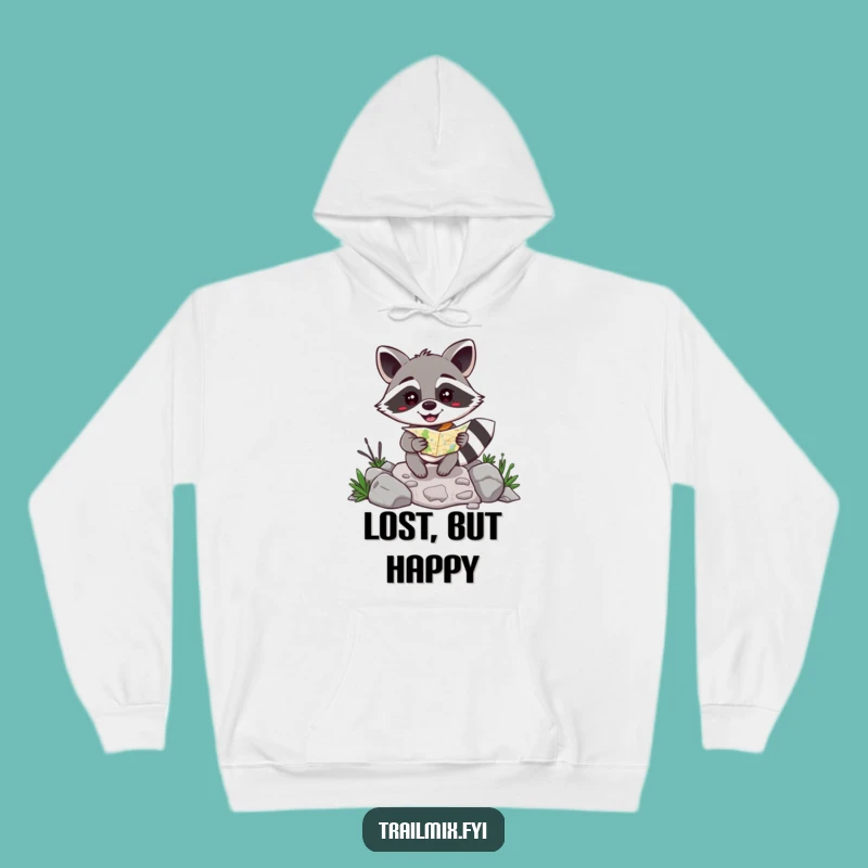 Cozy Funny Raccoon Map Hoodie - Warm & Hilarious Explorer Gift