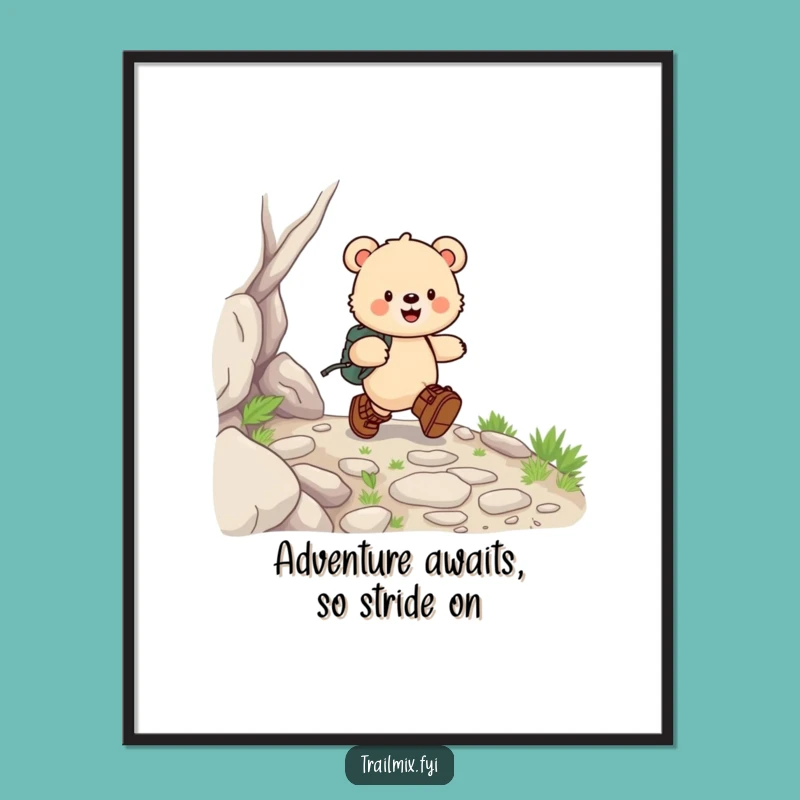 Free Printable Bear Cub Art - Cute hiking boots, adventurous downloadable wall decor!