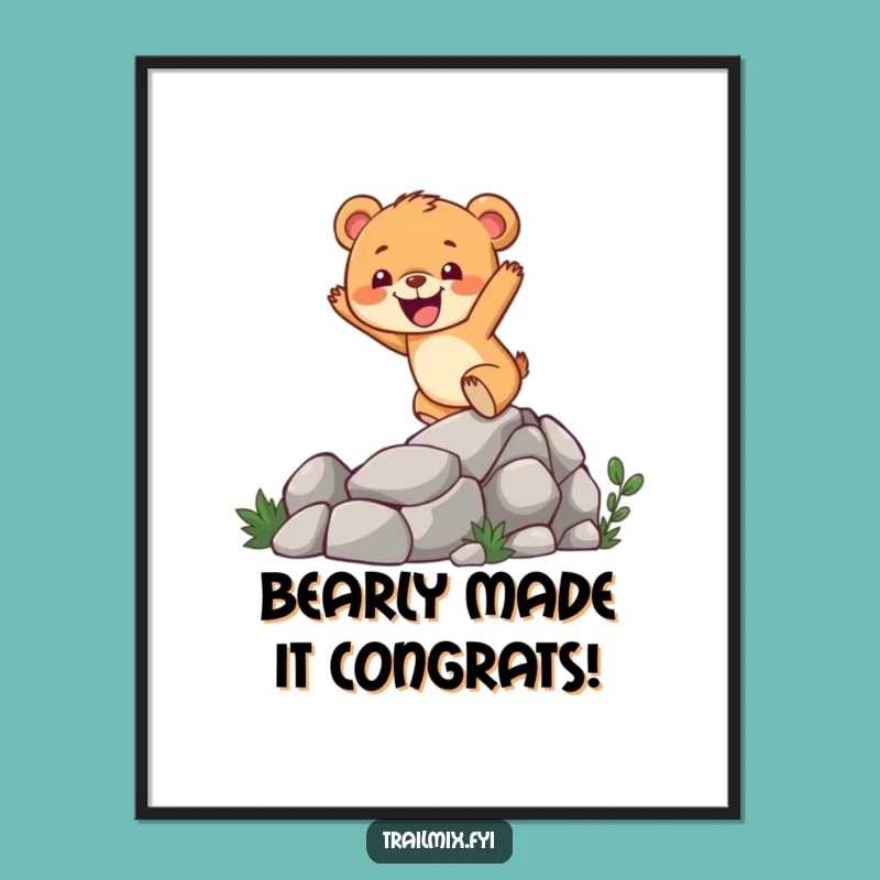 Funny Free Printable Bear Cub Climbing Wall Art - Hilarious Downloadable Art Gift