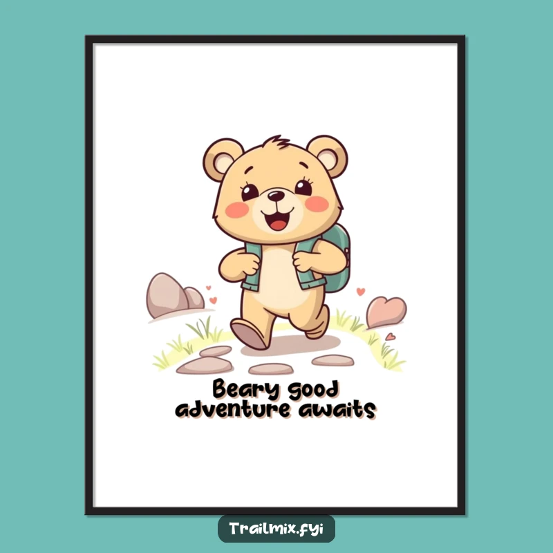 Happy Bear Trail Art: Free Printable Downloadable Wall Decor for Cozy Gifts!
