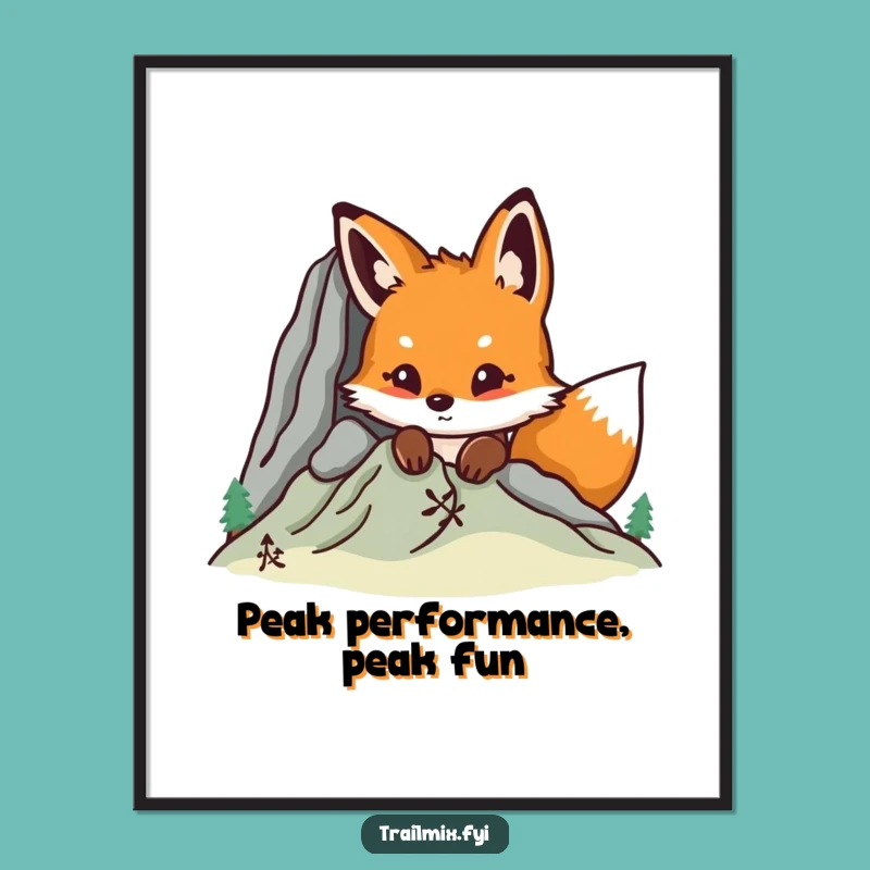 Free Printable Fox Mountain Art: Curious Peek Funny Downloadable Wall Art