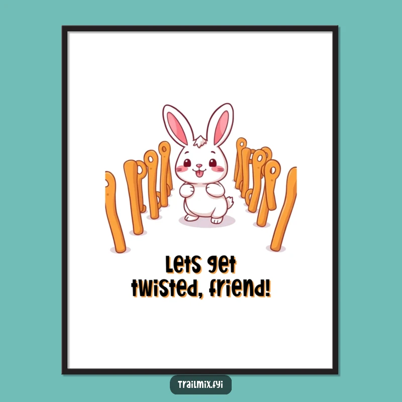 Free Printable Funny Wall Art: Rabbit In Pretzel Maze, Happy Downloadable Decor