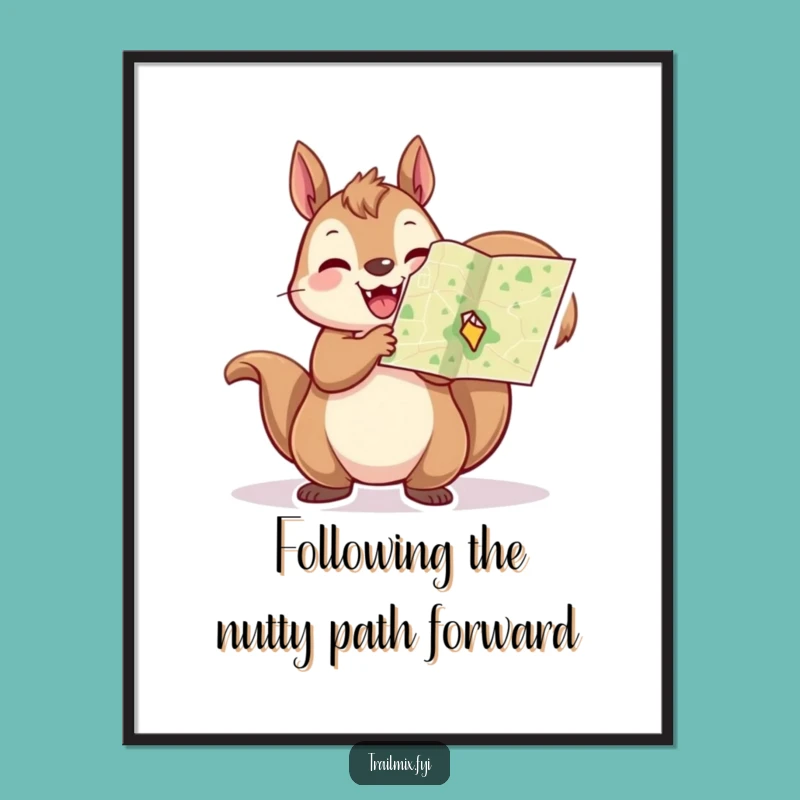 Free Printable Squirrel Art - Tiny map explorer, whimsical downloadable wall decor!