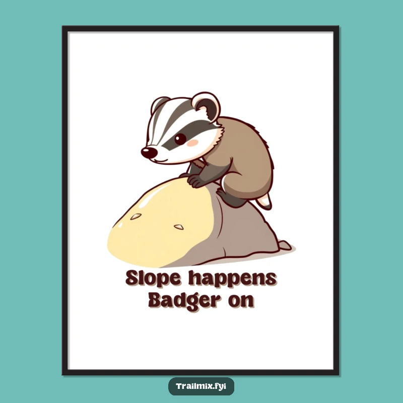 Free Printable Wall Art: Determined Badger Ascending - Funny Downloadable Art Gift