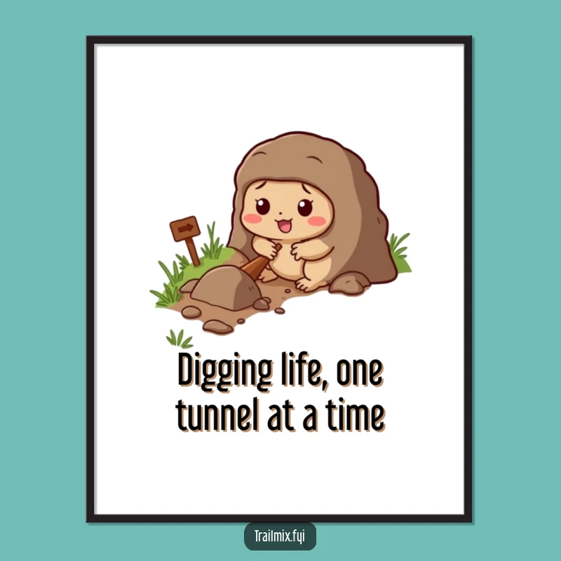 Free Printable Wall Art: Determined Mole Digging Funny Downloadable Decor