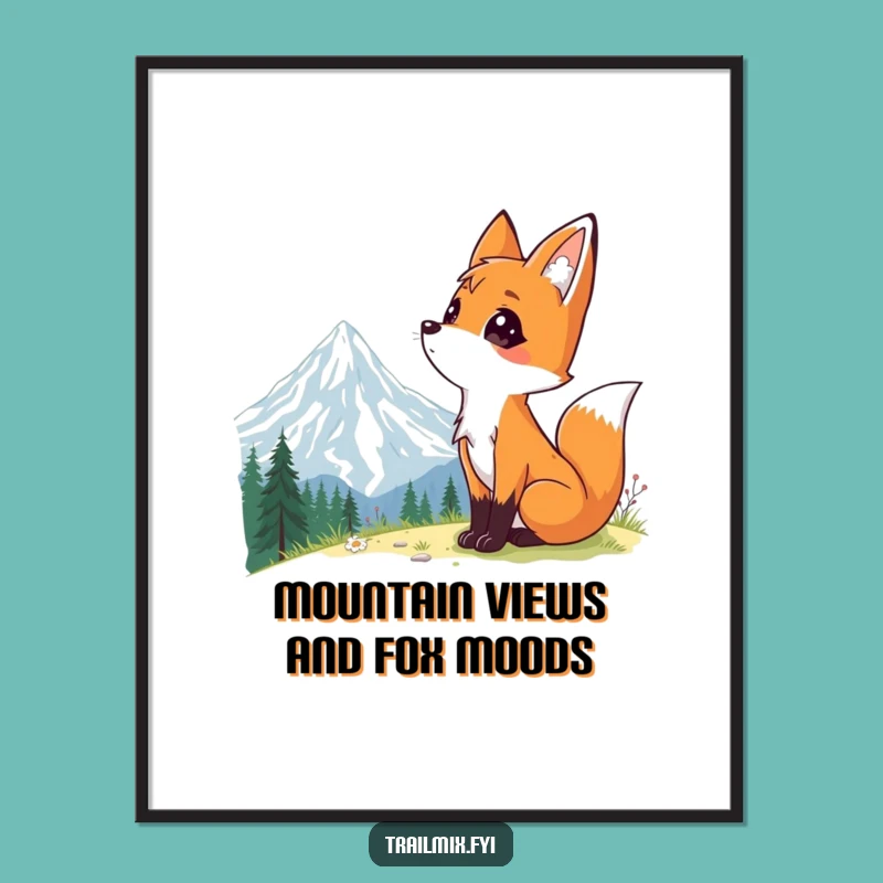 Funny Free Printable Fox Wall Art: Mountain Vista Downloadable Decor