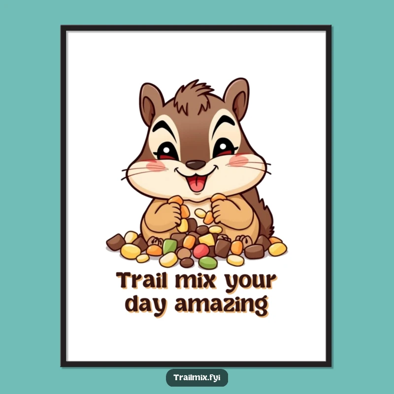 Funny Free Printable Wall Art: Chipmunk Munching Trail Mix Downloadable Decor