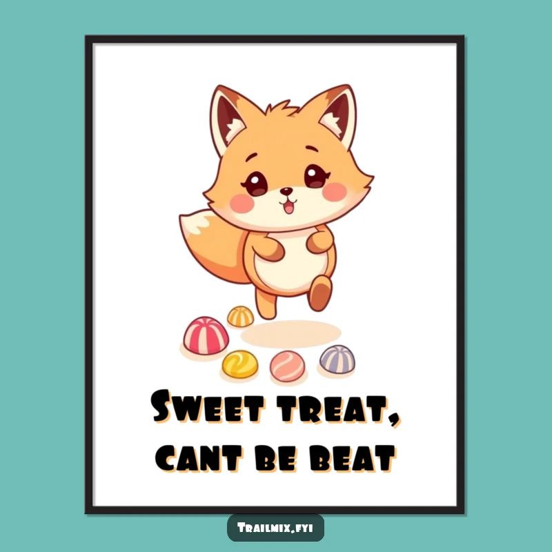 Funny Free Printable Wall Art: Fox Skipping on Candy Trail