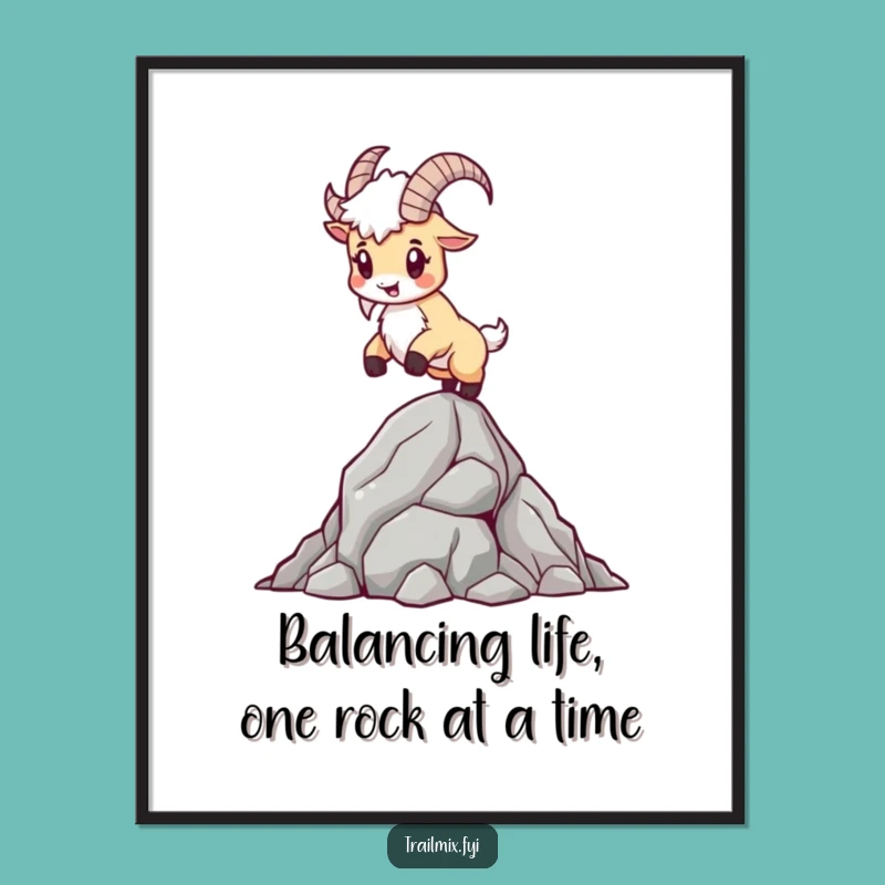 Funny Free Printable Wall Art: Mountain Goat's Daring Balance