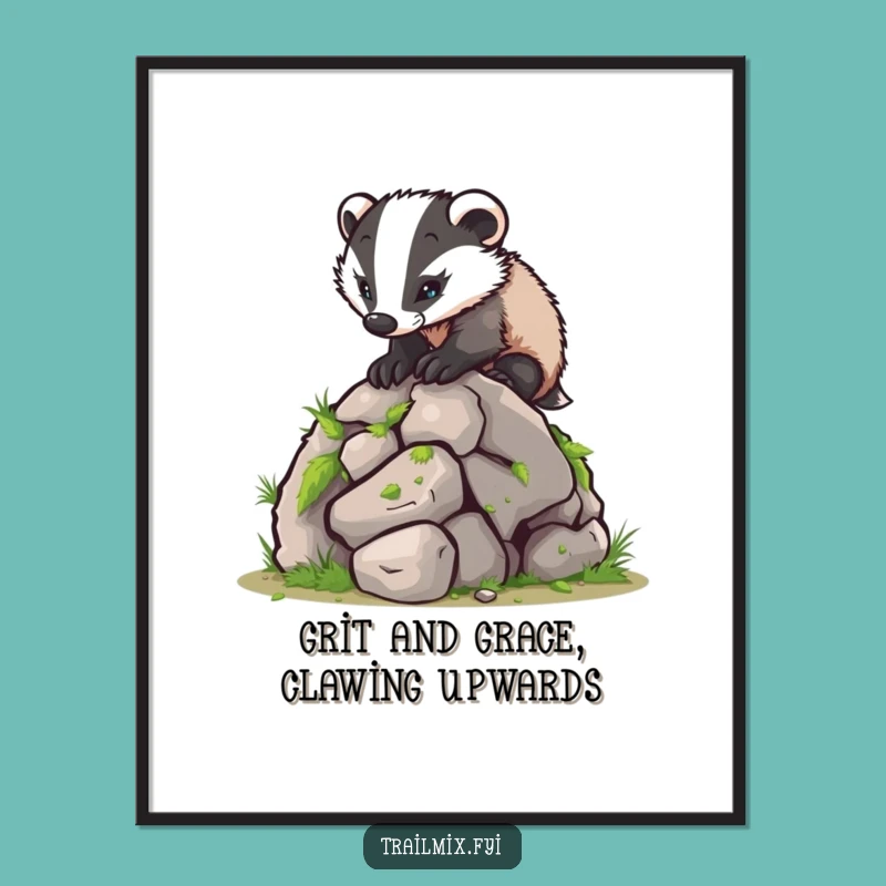 Funny Free Printable Wall Art: Determined Badger Climbing For Downloadable Decor