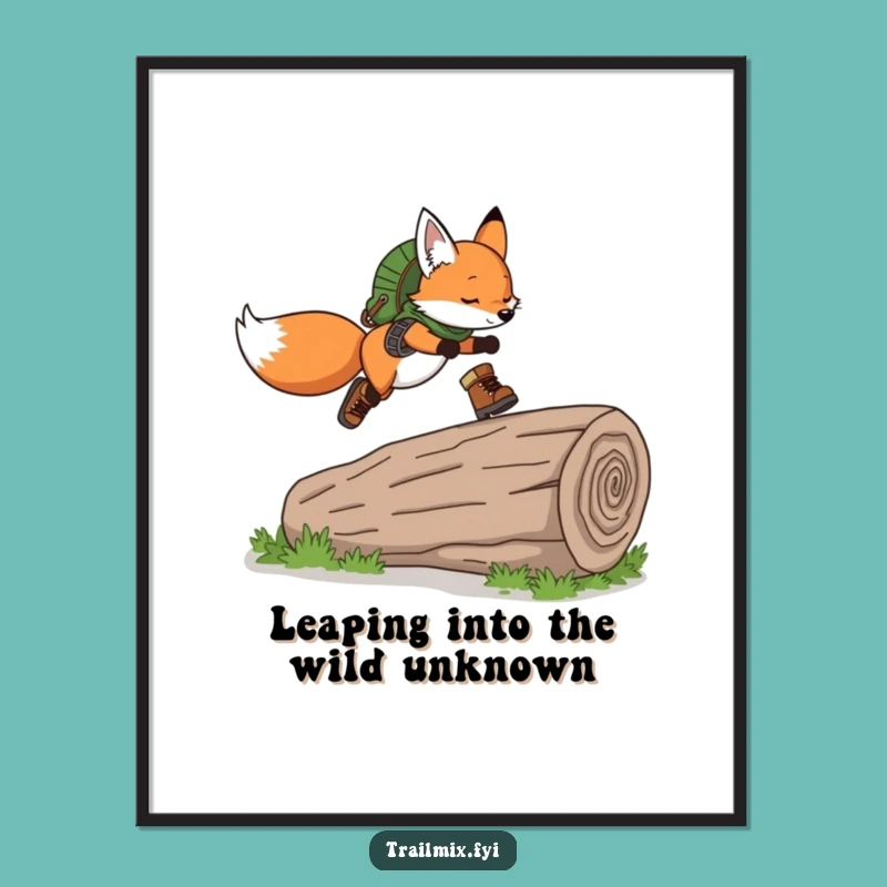 Free Printable Wall Art: Leaping Fox Hiking Boots - Humorous Downloadable Decor