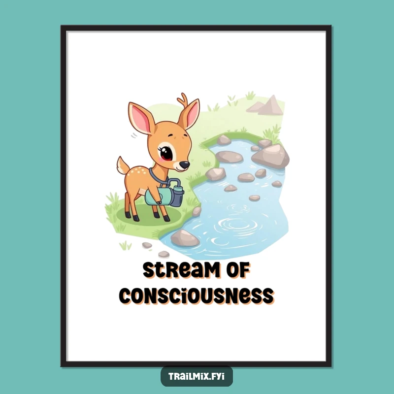 Funny Free Printable Wall Art: Shy Deer's Stream Gaze - Quirky Downloadable Decor