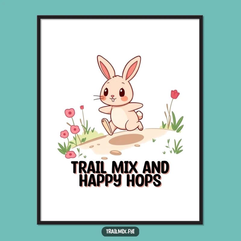Funny Free Printable Rabbit Wall Art: Hopping Trail Downloadable Decor