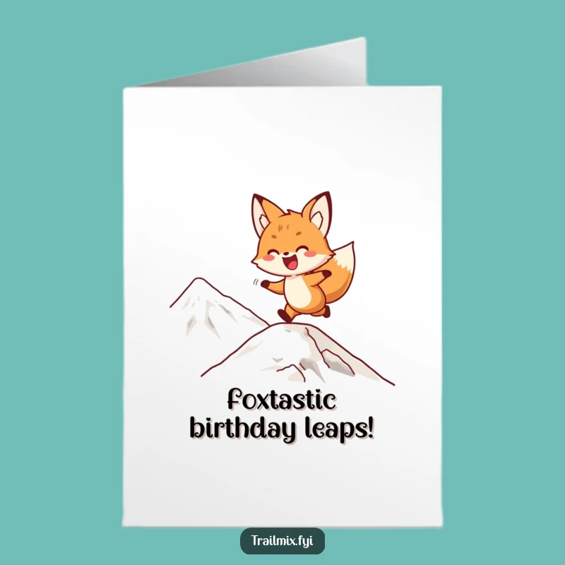 Free Printable Funny Fox Bounding Birthday Card - Adventurous Downloadable Gift