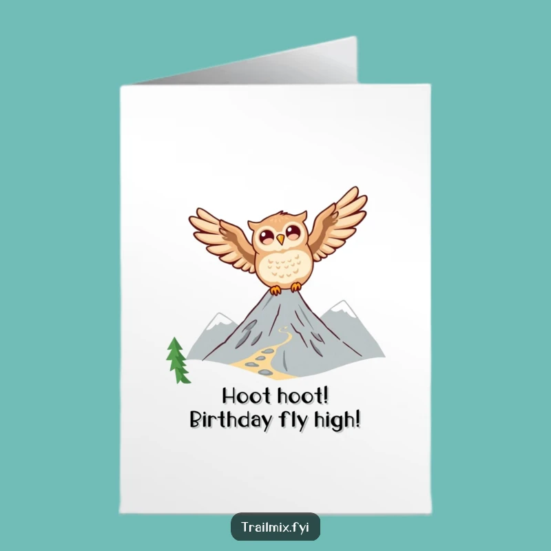 Free Printable Birthday Card: Joyful Owl Soaring, Funny Downloadable Gift!
