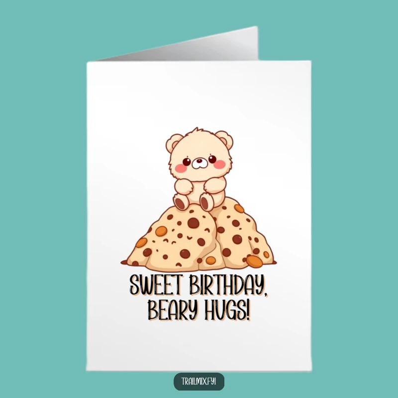 Free Printable Funny Birthday Card: Bear On Cookie Mountain, Sweet Downloadable Gift