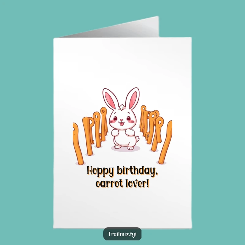 Free Printable Funny Birthday Card: Rabbit In Pretzel Maze, Happy Downloadable Gift