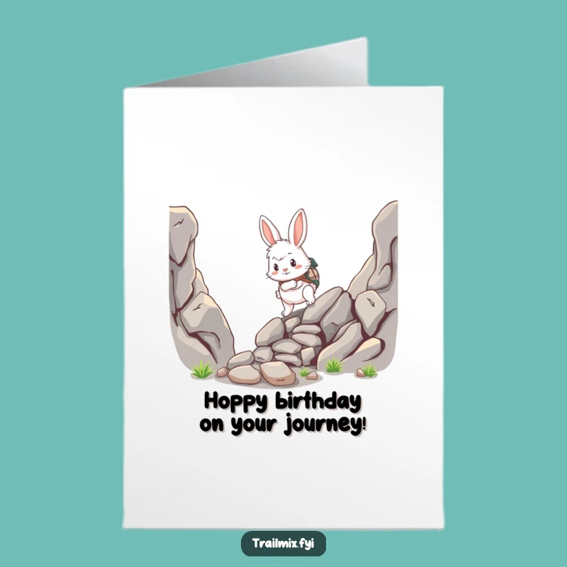 Free Printable Rabbit Birthday Card: Adventurous Scramble Downloadable Gift