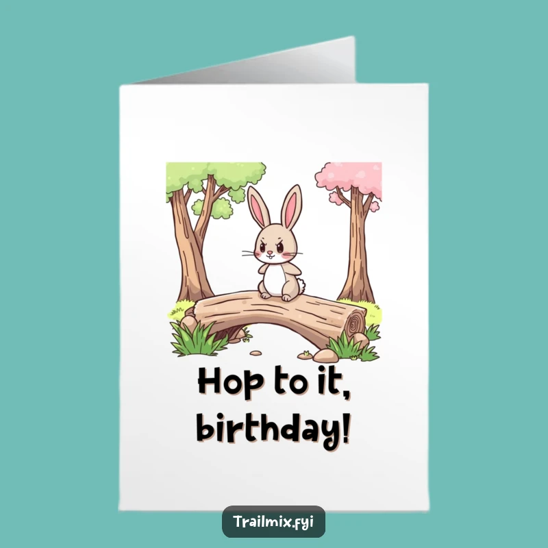 Free Printable Birthday Card: Brave Rabbit Crossing Bridge, Bold DIY Gift