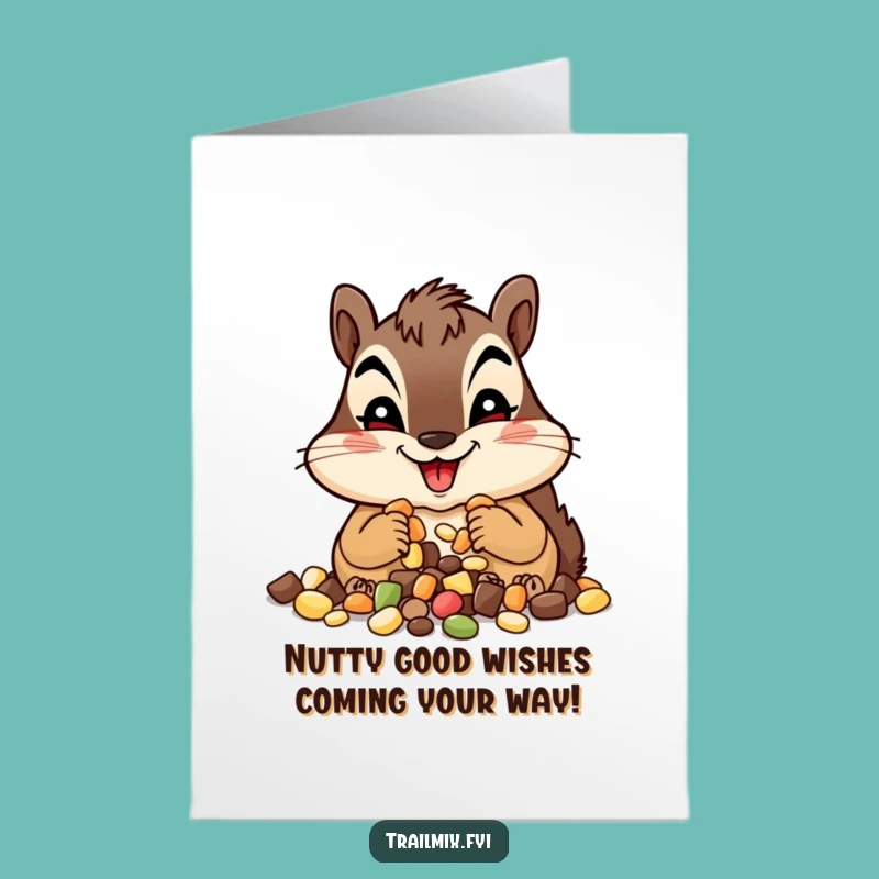 Free Printable Birthday Card: Funny Chipmunk Eating Trail Mix Funny Downloadable Gift